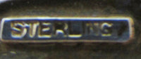 Vintage 1940s Vermeil Sterling Sapphire Blue Diamante Floral Pin - Sterling Mark - Thumbnail