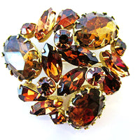Regency 1950s Vintage Shades of Autumn Rhinestone Gold Pin - Thumbnail