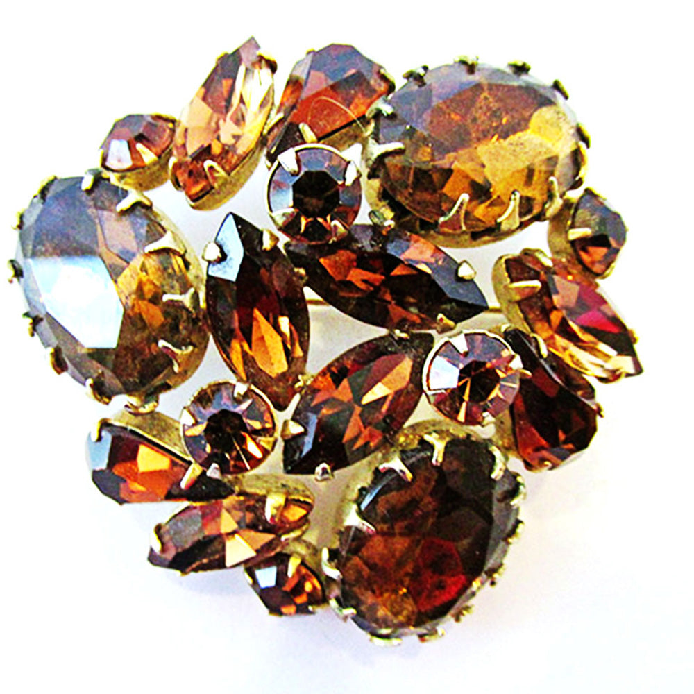 Regency 1950s Vintage Shades of Autumn Rhinestone Gold Pin