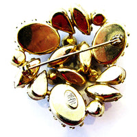 Regency 1950s Vintage Shades of Autumn Rhinestone Gold Pin - Thumbnail