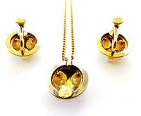 DCE Signed Vintage1950s Pearl and Gold-Filled Pendant and Earrings - Back - Thumbnail