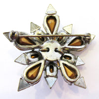 Czechoslovakia Vintage 1930s Clear Rhinestone and Silver-Tone Pin - Back and Mark - Thumbnail