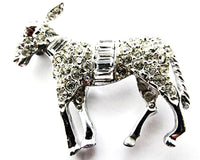 Adorable Vintage 1960s Mid-Century Clear Rhinestone Donkey Pin