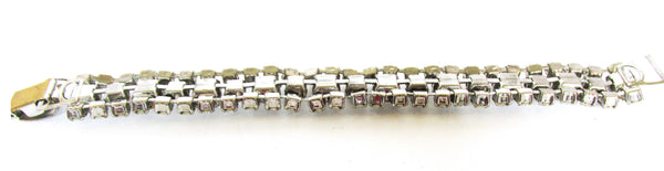 Vintage 1950s Mid-Century Sparkling Clear Rhinestone Link Bracelet - Back