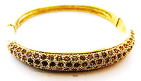Vintage 1980s Contemporary Style Champagne-Colored Rhinestone Bracelet - Front - Thumbnail