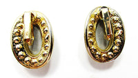 Vintage 1970s Amethyst and Clear Rhinestone Gold Earrings - Back - Thumbnail