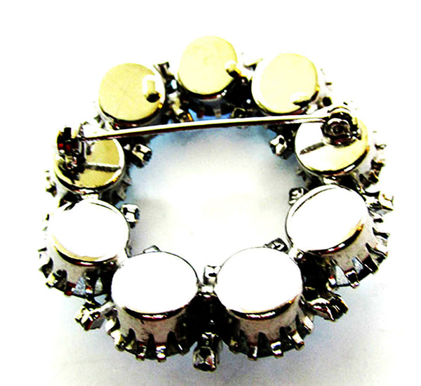 Vintage 1950s Dazzling Sapphire-Blue and AB Rhinestone Circle Pin - Back