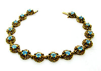 Signed CJC Vintage 1960s Sterling Vermeil Rhinestone Bracelet - Front - Thumbnail