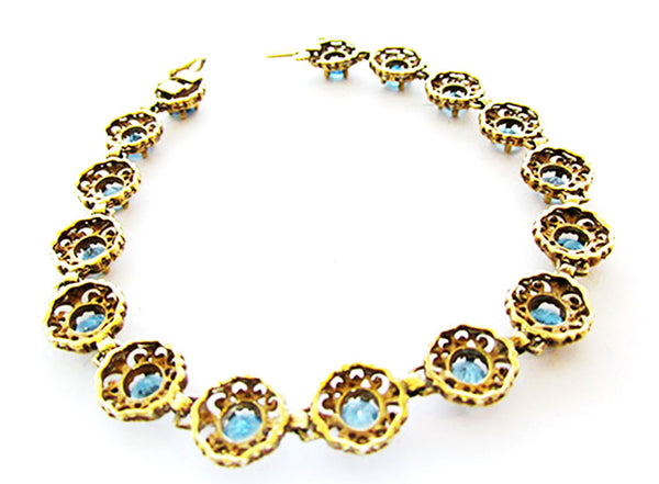 Signed CJC Vintage 1960s Sterling Vermeil Rhinestone Bracelet - Back