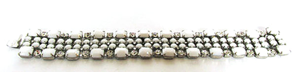 Signed Weiss Vintage 1950s Mid-Century White Rhinestone Bracelet