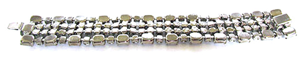 Signed Weiss Vintage 1950s Mid-Century White Rhinestone Bracelet - Back