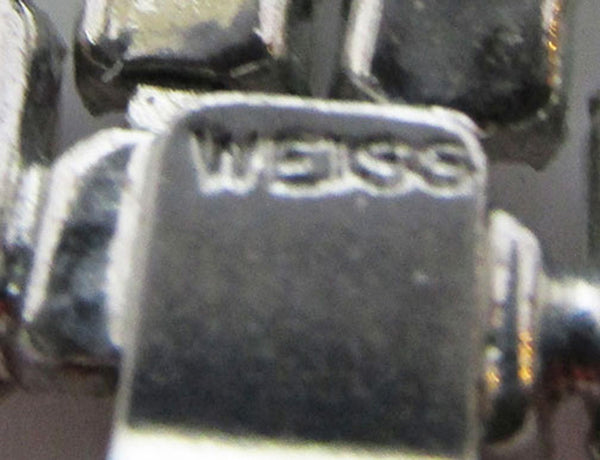 Signed Weiss Vintage 1950s Mid-Century White Rhinestone Bracelet - Signature