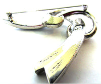 Boucher Signed Vintage 1950s Designer Clear Rhinestone Love Knot Pin - Back - Thumbnail