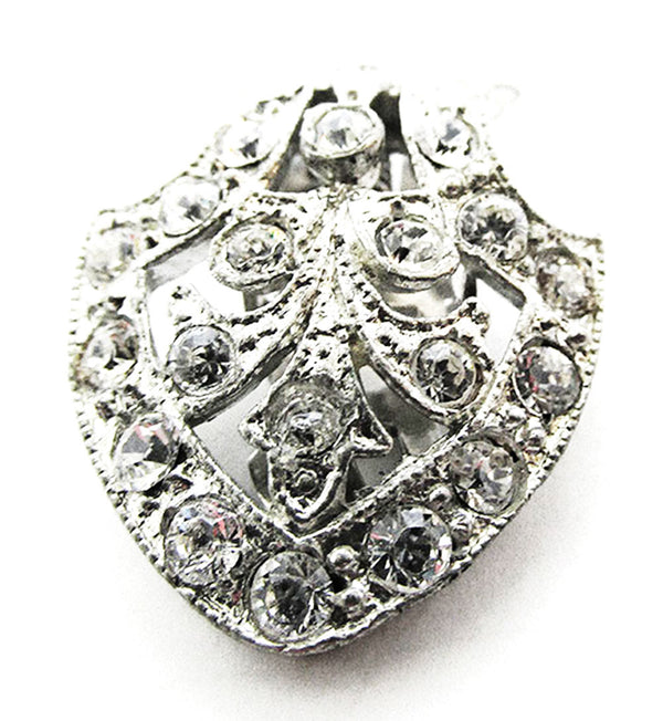 Coro Vintage Designer 1930s Art Deco Clear Rhinestone Dress Clip - Front