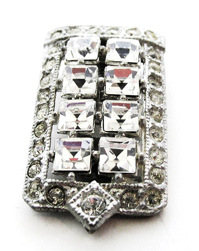 Broche Ancienne Art Déco Des Années 1930 En Celluloïd Avec Strass - Occasion Vintage