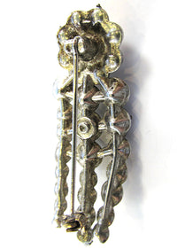 Vintage 1930s Sparkling Pot Metal and Clear Rhinestone Floral Pin - Back - Thumbnail