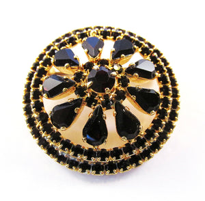 Exquisite Vintage 1950s Mid-Century Garnet Red and Gold Pin - Front