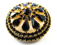 Exquisite Vintage 1950s Mid-Century Garnet Red and Gold Pin - Front - Thumbnail