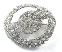 1930s Vintage Signed “S” Art Deco Rhinestone and Pot Metal Pin