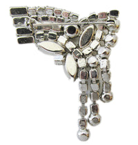 Vintage 1950s Sparkling Clear Rhinestone Silver-Toned Drop Pin- Back - Thumbnail