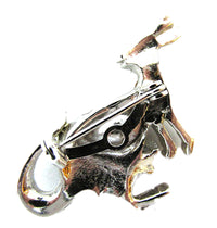 Vintage 1960s Adorable Clear Rhinestone Kangaroo and Joey Figural Pin - Back - Thumbnail