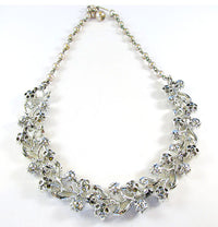 Lisner Vintage 1950s Black Diamond Rhinestone and Pearl Necklace - Back - Thumbnail