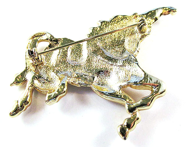 AJC Vintage 1960s Figural Rhinestone Carousel Horse Pin - Back