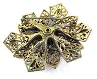 JJ (Jonette Jewelry) Vintage 1950s Rhinestone Floral Pin and Earrings - Pin Back - Thumbnail