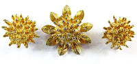 Signed Castlecliff Vintage 1950s Avant-Garde Gold Pin and Earrings - Front - Thumbnail