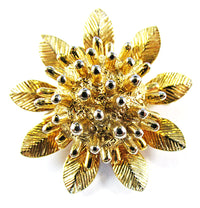 Signed Castlecliff Vintage 1950s Avant-Garde Gold Pin and Earrings - Pin Front - Thumbnail