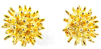 Signed Castlecliff Vintage 1950s Avant-Garde Gold Pin and Earrings - Earrings Front - Thumbnail