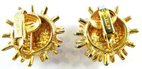 Signed Castlecliff Vintage 1950s Avant-Garde Gold Pin and Earrings - Earrings Back - Thumbnail