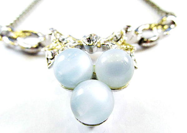 Signed Coro Vintage 1950s Mid-Century Blue Moonstone Necklace - Close Up