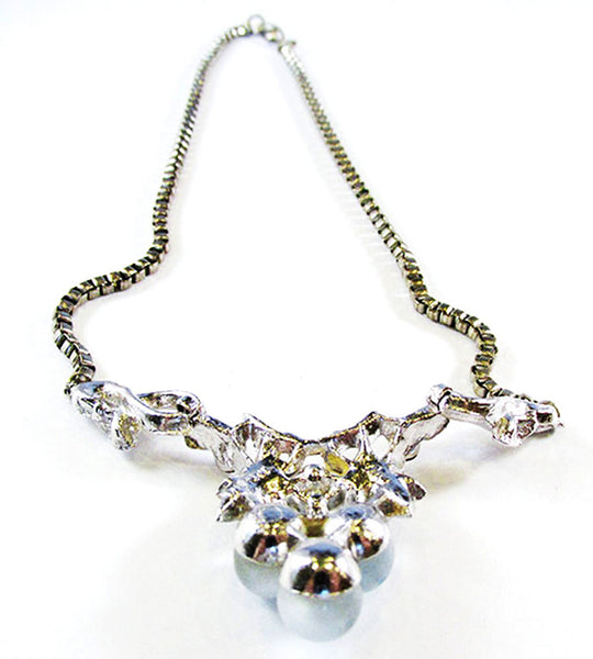 Signed Coro Vintage 1950s Mid-Century Blue Moonstone Necklace - Back