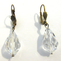 Timeless Vintage 1950s Mid-Century Clear Crystal Drop Earrings - Front - Thumbnail