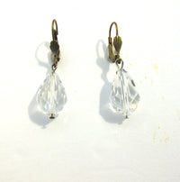 Timeless Vintage 1950s Mid-Century Clear Crystal Drop Earrings - Front - Thumbnail