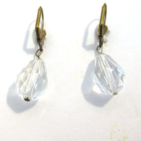 Timeless Vintage 1950s Mid-Century Clear Crystal Drop Earrings - Back - Thumbnail