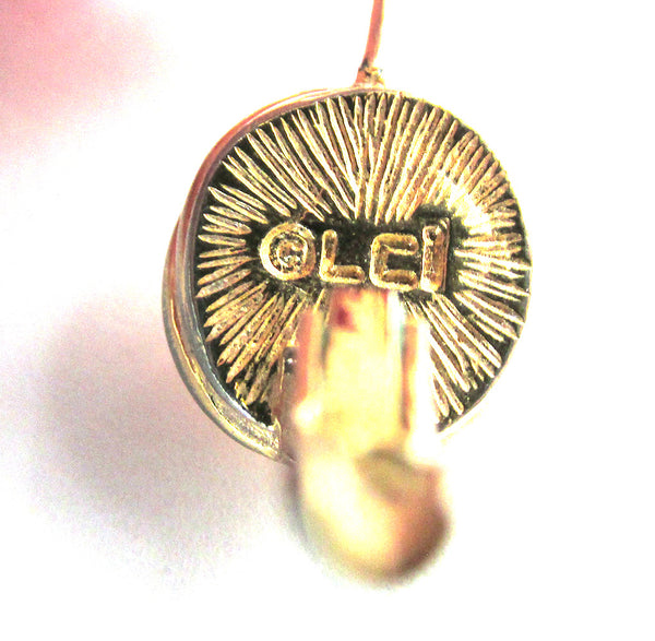 1980s Liz Claiborne Vintage Designer Pearl Cabochon Button Earrings - Mark