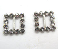 Vintage Mid-Century 1950s Sparkling Diamante Geometric Belt Buckles - Front - Thumbnail