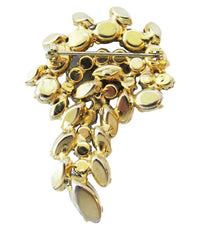 Vintage 1950s Gorgeous Shades of Blue Rhinestone Floral Pin - Back - Thumbnail