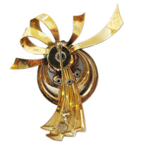 Harry Iskin Vintage 1940s Topaz Rhinestone Gold-Filled Floral Pin - Back - Thumbnail