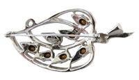 Signed Joseph Wiesner NY Vintage 1950s Clear Rhinestone Leaf Pin - Back  - Thumbnail