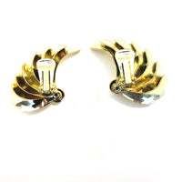 Kramer 1950s Vintage Designer Gold Toned Feathered Earrings - Back - Thumbnail