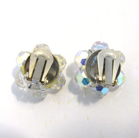 Versatile 1950s Mid-Century Vintage Crystal Bead Floral Earrings - Back - Thumbnail