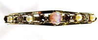 Vintage 1950s Mid-Century Opal Rhinestone and Pearl Cuff Bracelet - rot - Thumbnail