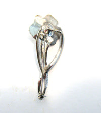 Graceful Vintage 1960s Mid-Century Silver and Pearl Floral Pin - Back - Thumbnail