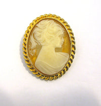 Vintage 1970s Signed Carolee Contemporary Style Cameo Pin - Front - Thumbnail