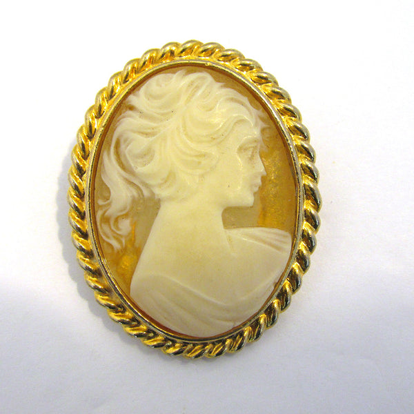 Vintage 1970s Signed Carolee Contemporary Style Cameo Pin - Front