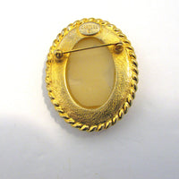 Vintage 1970s Signed Carolee Contemporary Style Cameo Pin - Back - Thumbnail