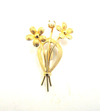 Vintage 1940s C.R. Co. Designer Pearl and Gold-Filled Floral Pin - Front - Thumbnail